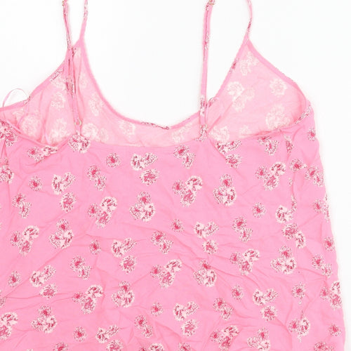 Marks and Spencer Womens Pink Floral Viscose Camisole Blouse Size 12 Scoop Neck
