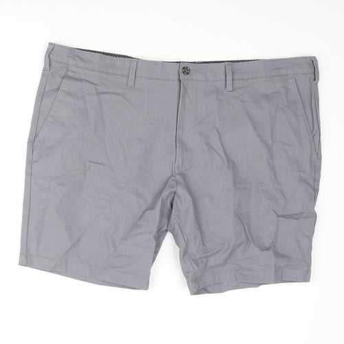 Marks and Spencer Mens Grey Cotton Chino Shorts Size 44 in L8 in Regular Zip - Short Leg