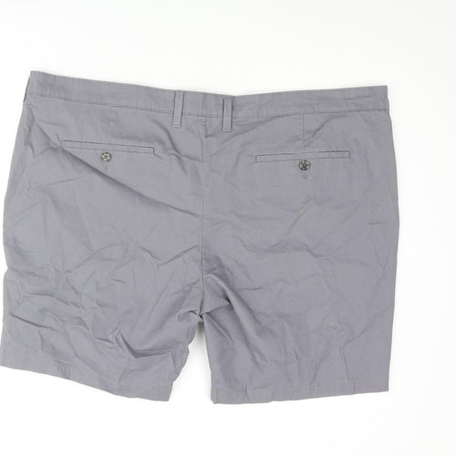 Marks and Spencer Mens Grey Cotton Chino Shorts Size 44 in L8 in Regular Zip - Short Leg