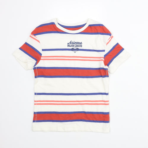 Marks and Spencer Boys Multicoloured Spotted Cotton Basic T-Shirt Size 6-7 Years Crew Neck Pullover - Arizona Major League Bull