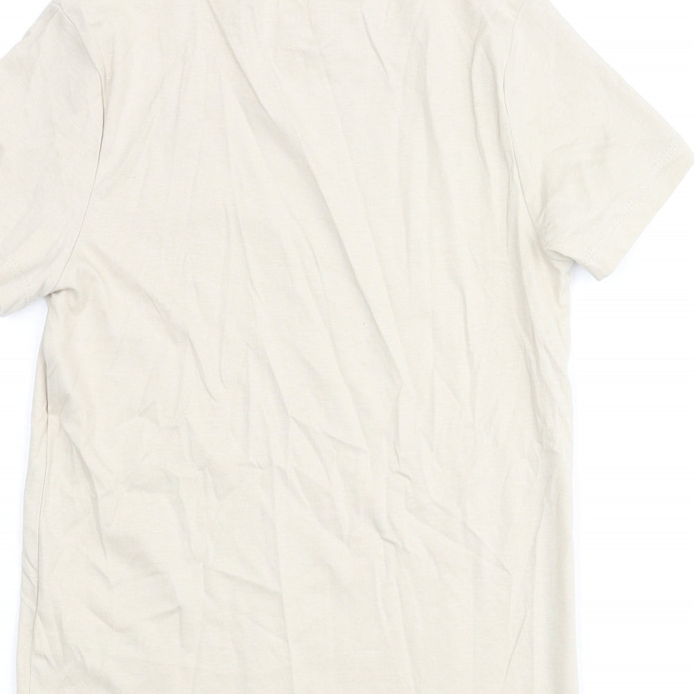 Marks and Spencer Boys Beige Cotton Basic T-Shirt Size 8-9 Years Crew Neck Pullover