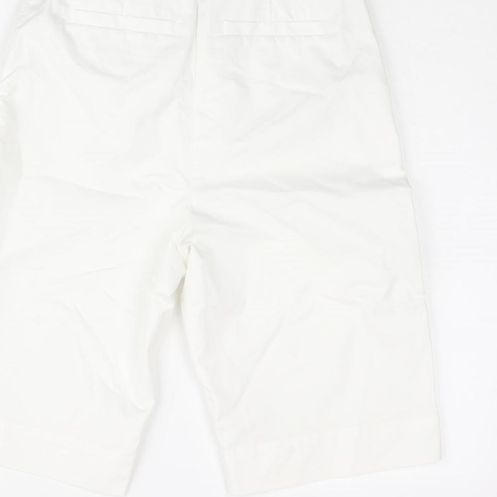 Marks and Spencer Womens White Polyester Bermuda Shorts Size 6 L11 in Regular Zip