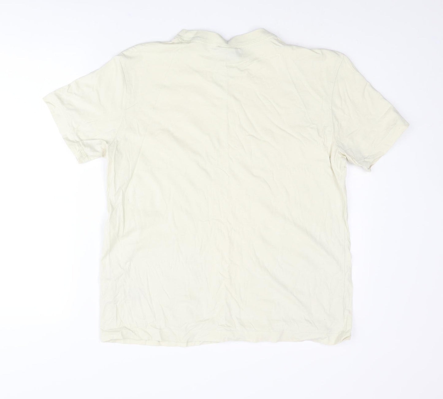 Nike Womens Beige Cotton Basic T-Shirt Size S Crew Neck - Embroidered Logo