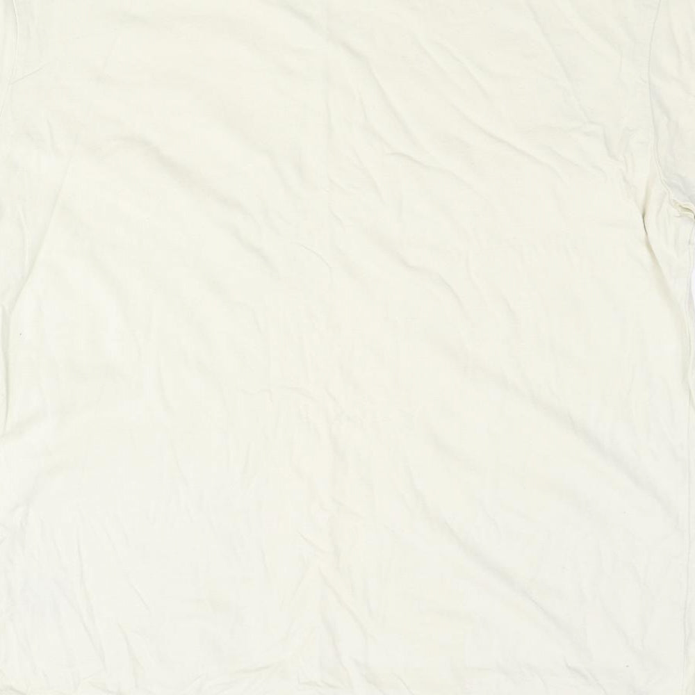 Nike Womens Beige Cotton Basic T-Shirt Size S Crew Neck - Embroidered Logo