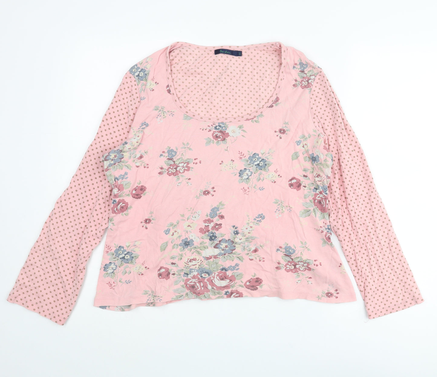 Boden Womens Pink Geometric Cotton Basic T-Shirt Size 20 Scoop Neck - Polka Dot Floral
