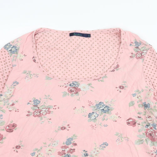 Boden Womens Pink Geometric Cotton Basic T-Shirt Size 20 Scoop Neck - Polka Dot Floral