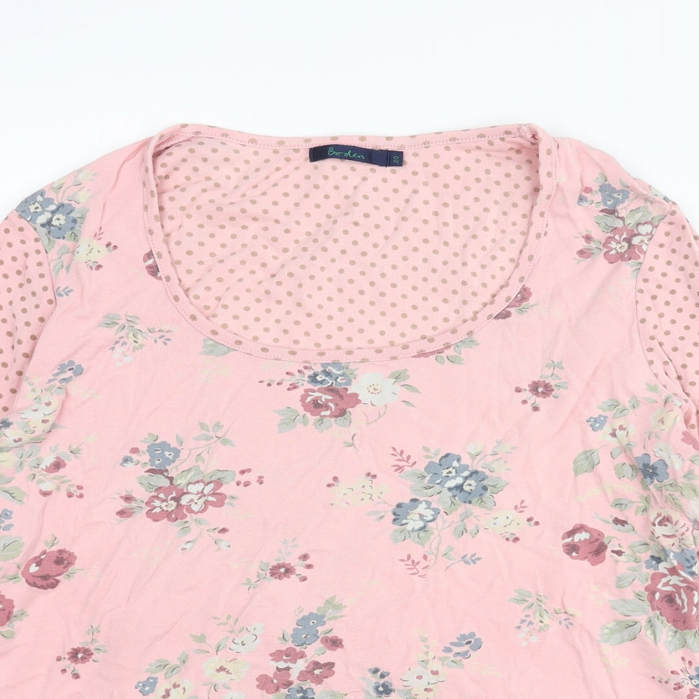 Boden Womens Pink Geometric Cotton Basic T-Shirt Size 20 Scoop Neck - Polka Dot Floral