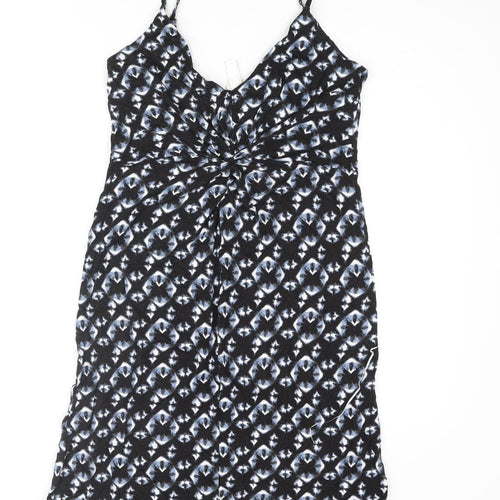 H&M Womens Black Geometric Polyester Bodycon Size M Sweetheart Pullover - Knot