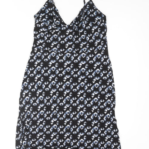 H&M Womens Black Geometric Polyester Bodycon Size M Sweetheart Pullover - Knot
