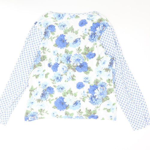 Boden Womens Blue Geometric Cotton Basic T-Shirt Size 20 Scoop Neck - Floral