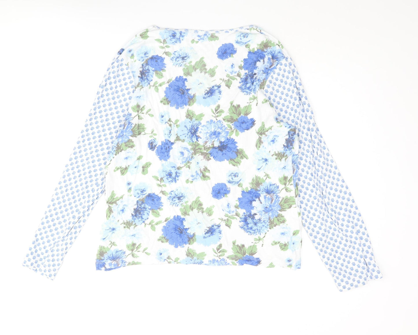 Boden Womens Blue Geometric Cotton Basic T-Shirt Size 20 Scoop Neck - Floral