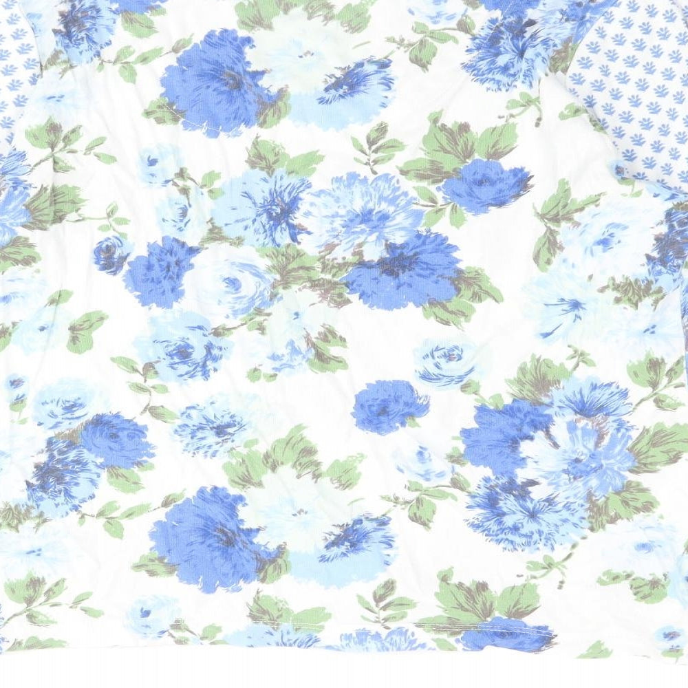 Boden Womens Blue Geometric Cotton Basic T-Shirt Size 20 Scoop Neck - Floral