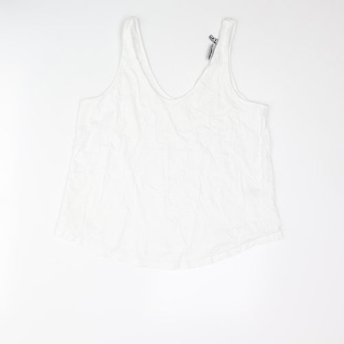 ASOS Womens White Cotton Basic Tank Size 10 Scoop Neck