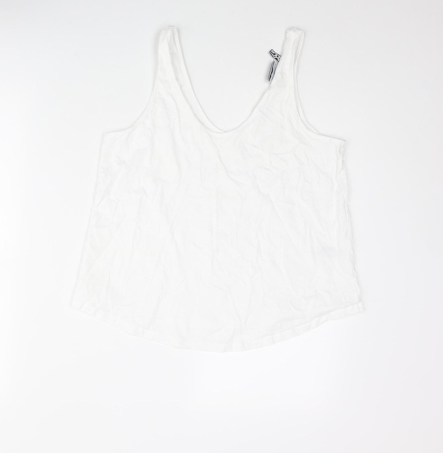 ASOS Womens White Cotton Basic Tank Size 10 Scoop Neck