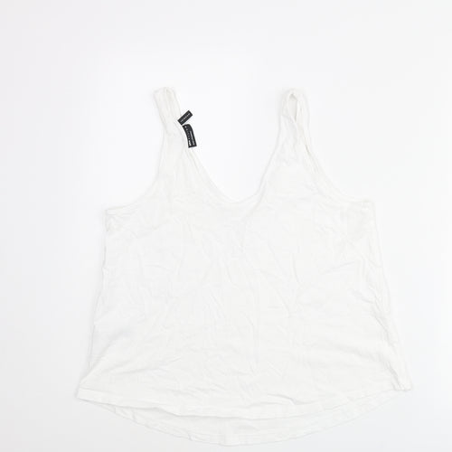 ASOS Womens White Cotton Basic Tank Size 10 Scoop Neck