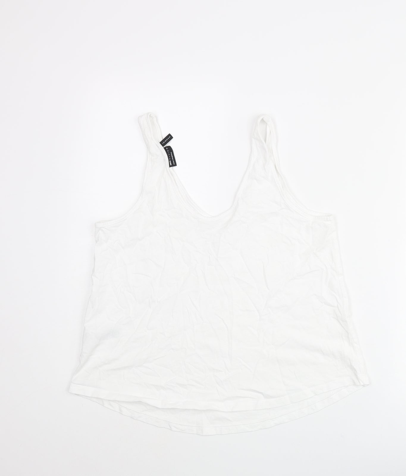 ASOS Womens White Cotton Basic Tank Size 10 Scoop Neck