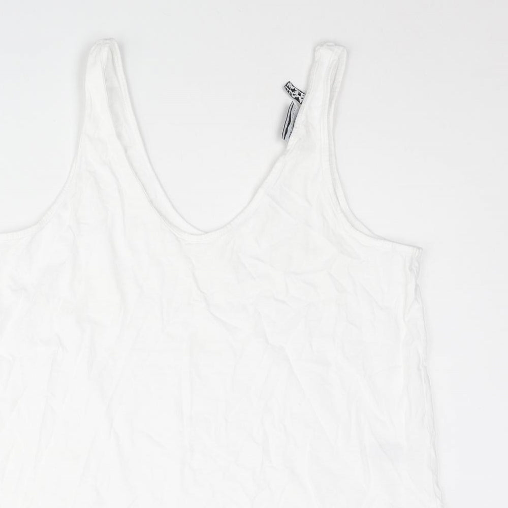 ASOS Womens White Cotton Basic Tank Size 10 Scoop Neck