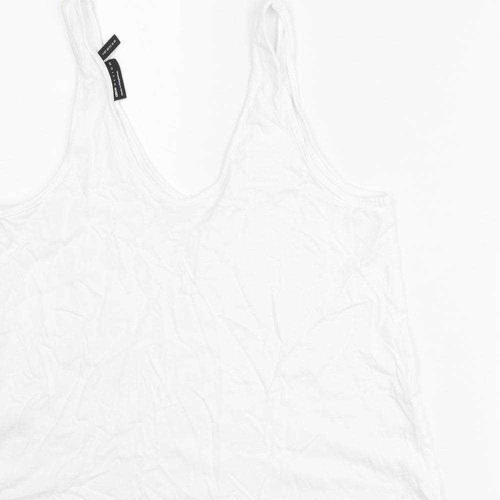 ASOS Womens White Cotton Basic Tank Size 10 Scoop Neck