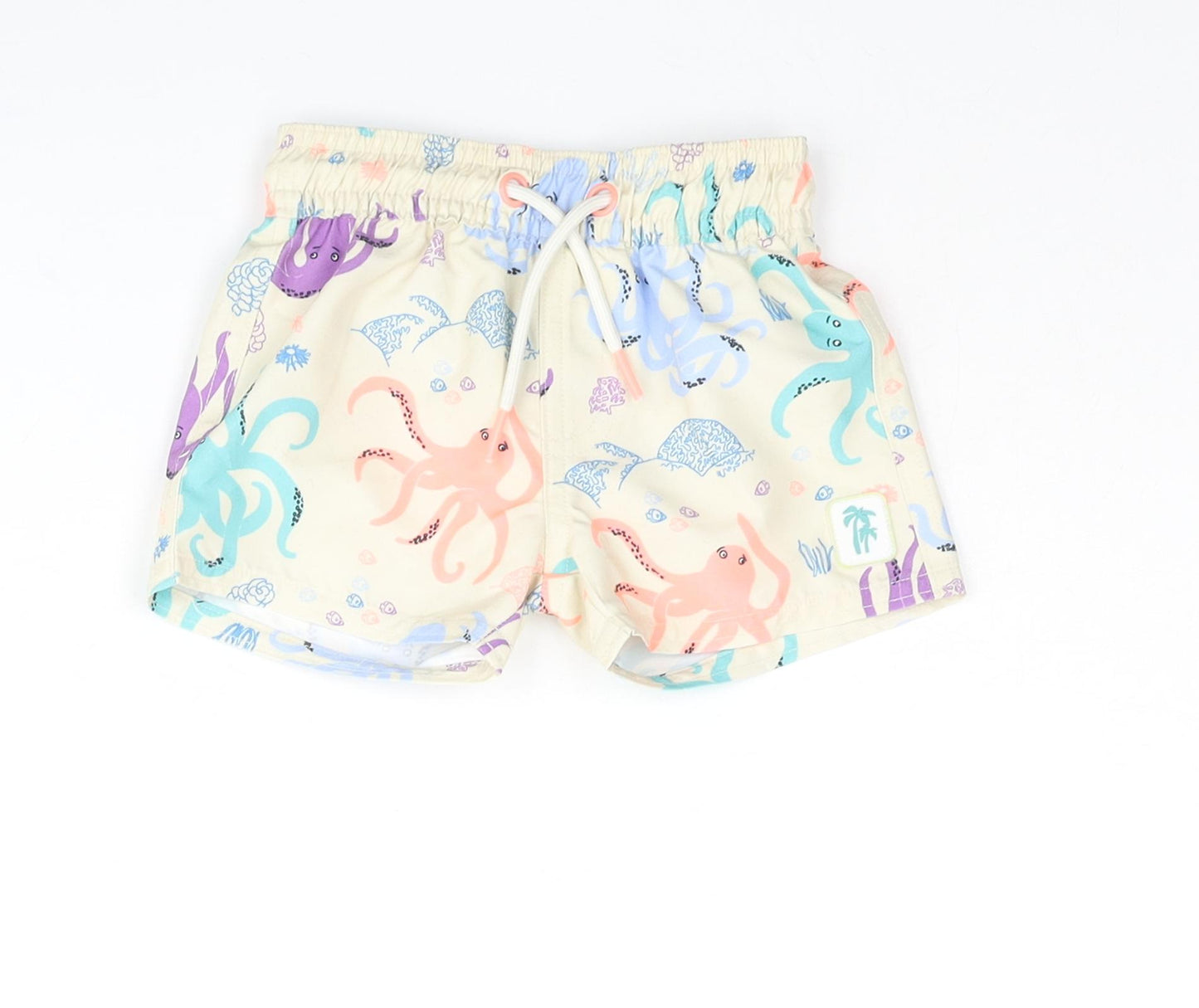 Marks and Spencer Baby Multicoloured Geometric Polyester Jogger Trousers Size 0-3 Months Drawstring - Octopus Swim Short