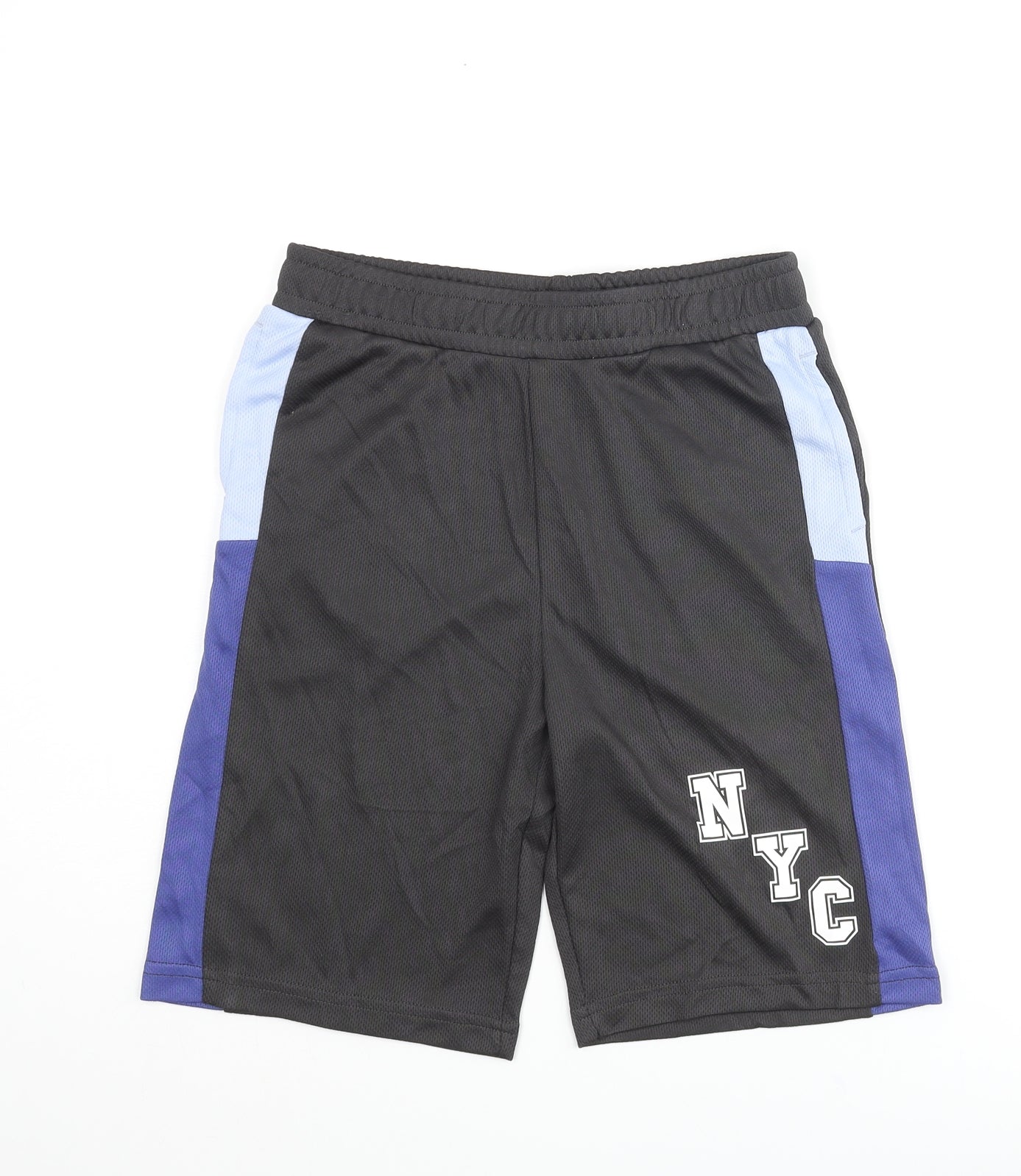 Marks and Spencer Boys Green Polyester Sweat Shorts Size 8-9 Years L9 in Regular - NYC Taped Side