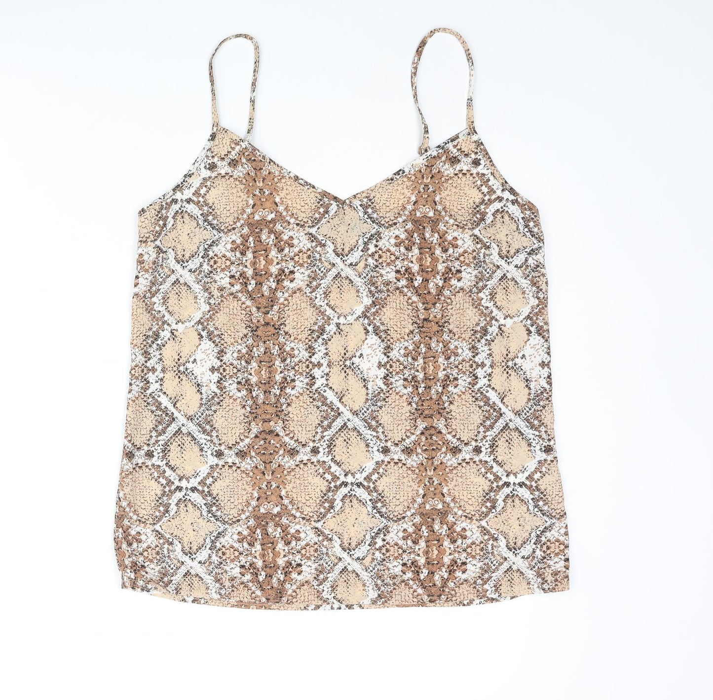 Marks and Womens Brown Animal Print Polyester Camisole Blouse Size 8 Sweetheart - Snake Print