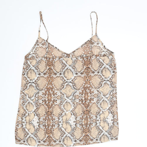 Marks and Womens Brown Animal Print Polyester Camisole Blouse Size 8 Sweetheart - Snake Print