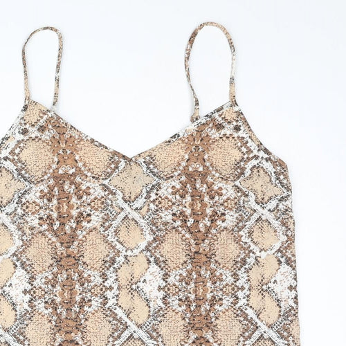 Marks and Womens Brown Animal Print Polyester Camisole Blouse Size 8 Sweetheart - Snake Print
