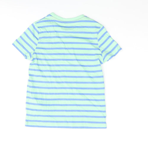 Marks and Spencer Boys Multicoloured Floral Cotton Basic T-Shirt Size 5-6 Years Crew Neck Pullover - Happy
