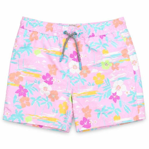 Marks and Spencer Boys Multicoloured Geometric Polyester Sweat Shorts Size 6-7 Years Regular Drawstring - Palm Tree Flower Swim Shorts