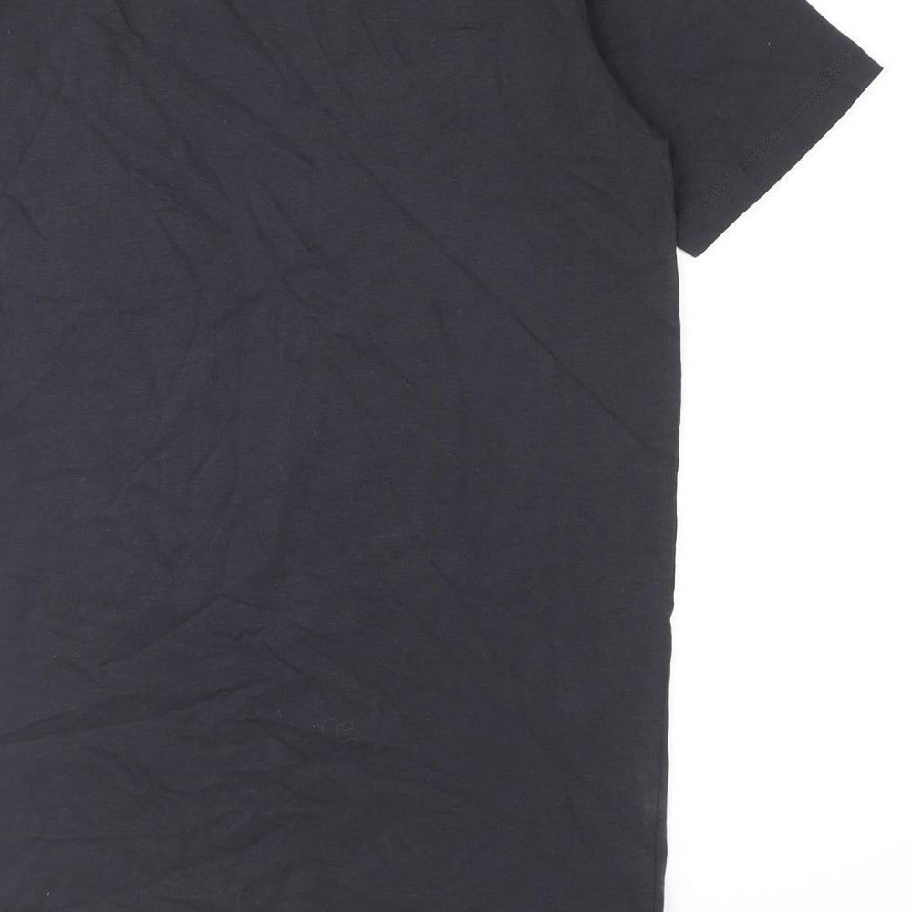 Marks and Spencer Boys Black Cotton Basic T-Shirt Size 12-13 Years Crew Neck Pullover