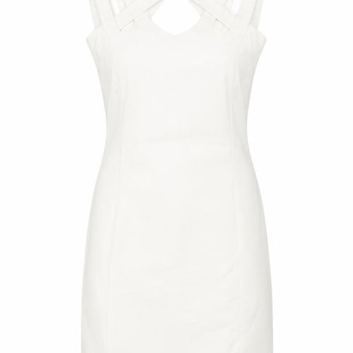 Mango Womens White Cotton Bodycon Size S Halter Zip