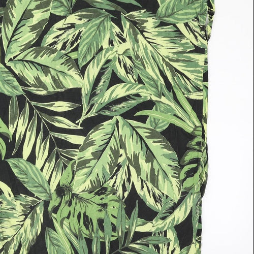 Capsule Womens Green Geometric Viscose T-Shirt Dress Size 18 Roll Neck Pullover - Leaf Print