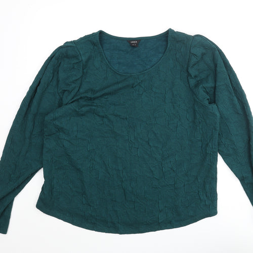 Lindex Womens Green Polyester Basic Blouse Size XL Scoop Neck - Crinkle Look