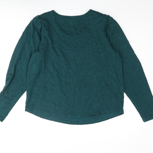 Lindex Womens Green Polyester Basic Blouse Size XL Scoop Neck - Crinkle Look