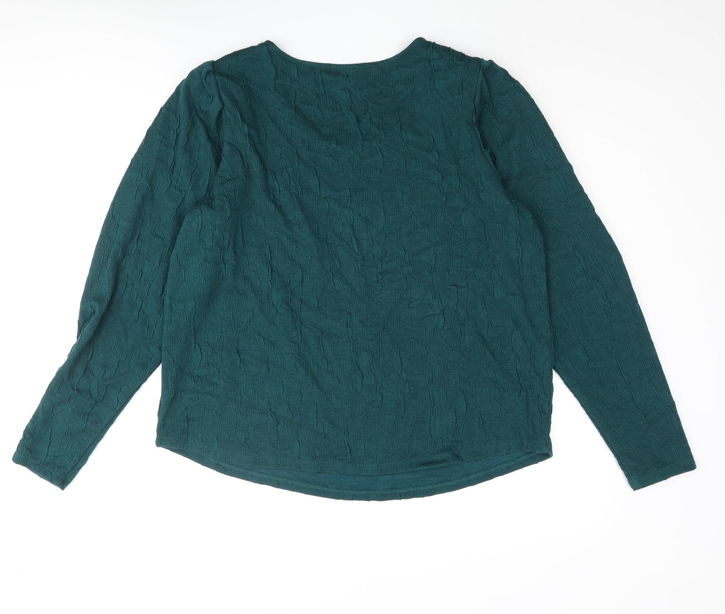 Lindex Womens Green Polyester Basic Blouse Size XL Scoop Neck - Crinkle Look