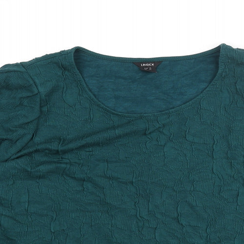 Lindex Womens Green Polyester Basic Blouse Size XL Scoop Neck - Crinkle Look