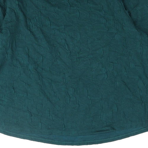 Lindex Womens Green Polyester Basic Blouse Size XL Scoop Neck - Crinkle Look
