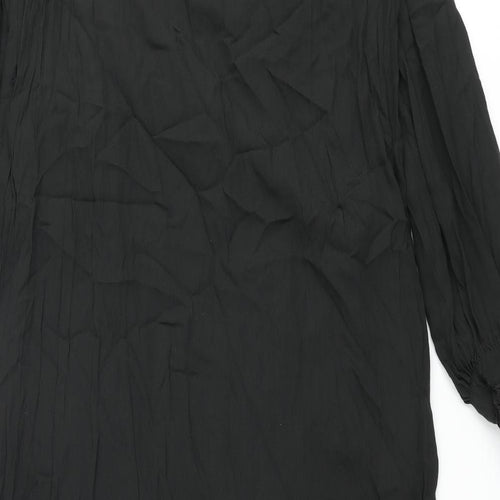 Per Una Womens Black Viscose Maxi Size 10 Mock Neck Button - Lace Trim