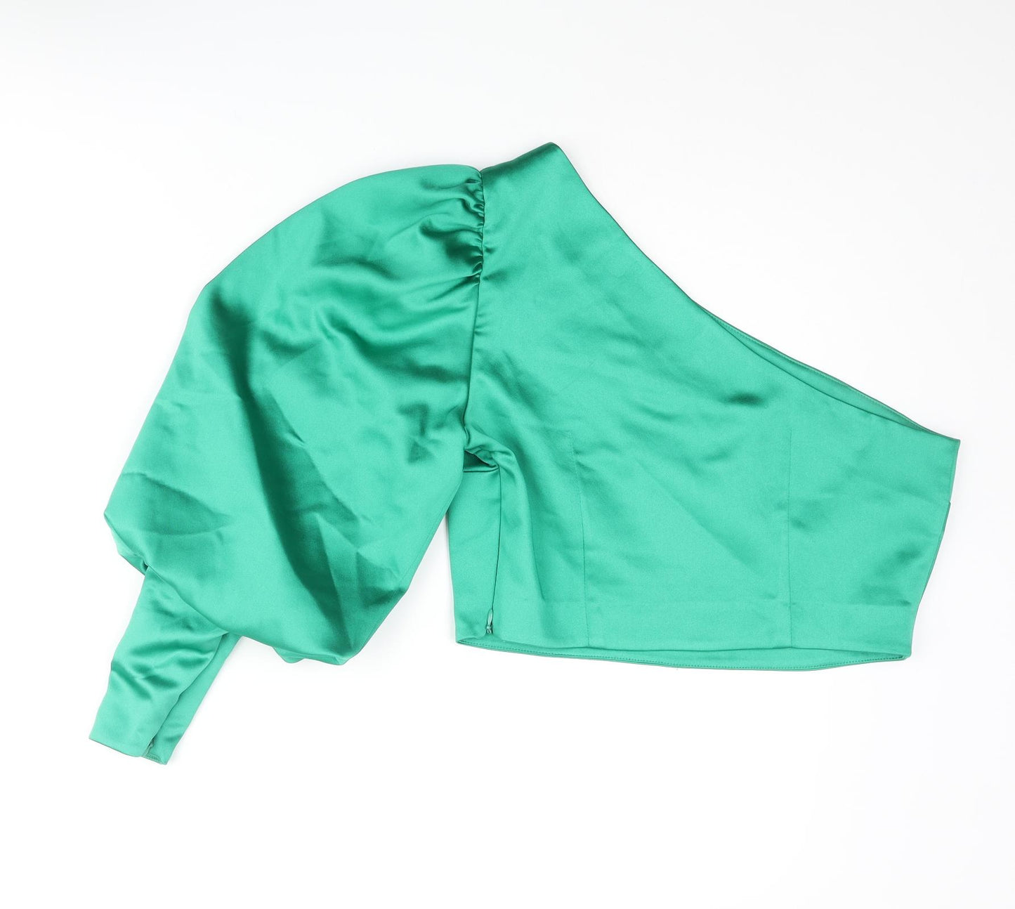 River Island Womens Green Polyester Basic Blouse Size 14 One Shoulder