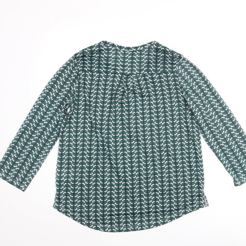 H&M Womens Green Geometric Polyester Basic Blouse Size S V-Neck