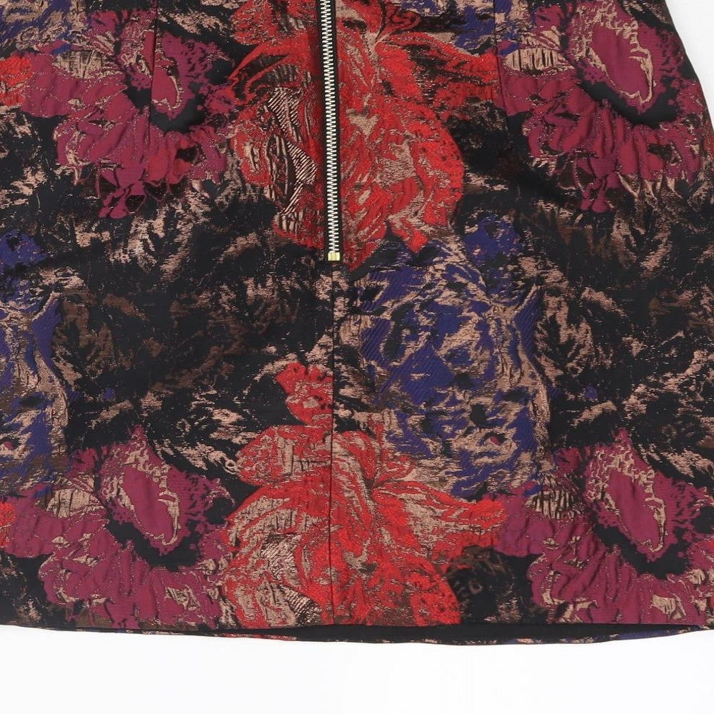River Island Womens Multicoloured Floral Polyester Mini Skirt Size 12 Zip