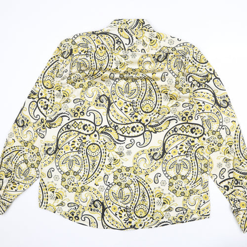 Hisdern Mens Multicoloured Paisley Polyester Button-Up Size XL Collared Button
