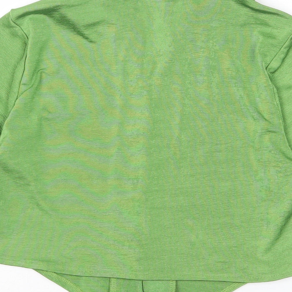 Pull&Bear Womens Green Polyester Cropped Button-Up Size S Collared