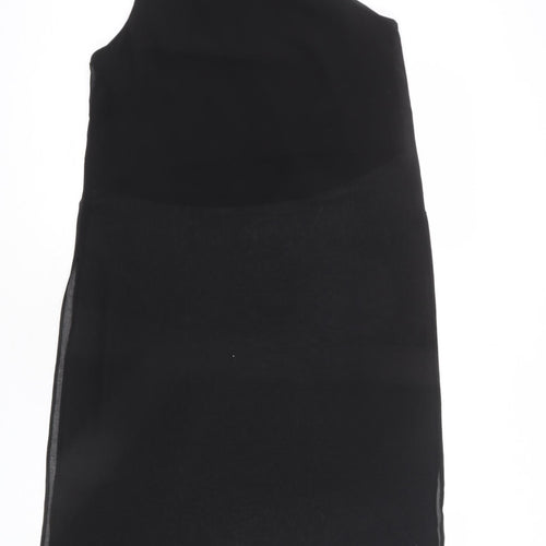 New Look Womens Black Polyester Tunic Blouse Size 10 Round Neck - Sheer
