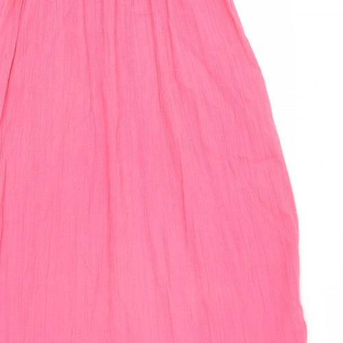 Monsoon Womens Pink 100% Cotton Maxi Size M Off the Shoulder Pullover - Ruffle Detail, Tassels