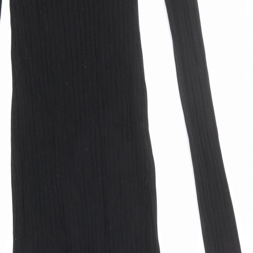 Zara Womens Black Cotton Bodycon Size S Scoop Neck Pullover - Stretchy, Ribbed