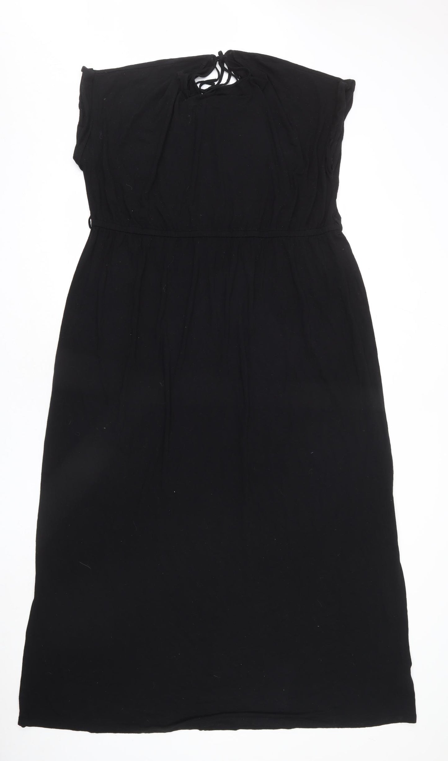 Dorothy Perkins Womens Black Viscose Maxi Size 22 Round Neck Pullover - Keyhole Cut Out