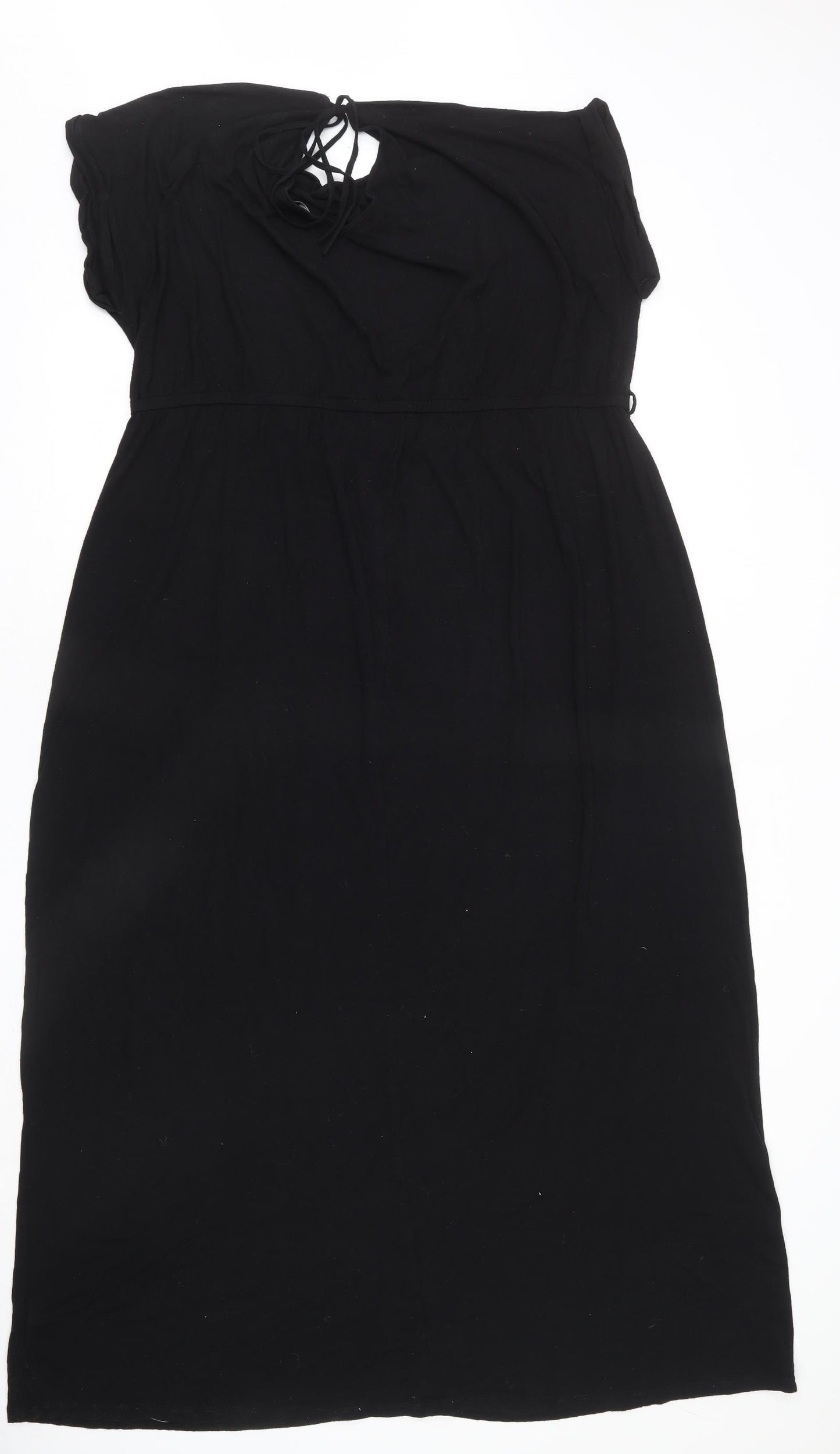 Dorothy Perkins Womens Black Viscose Maxi Size 22 Round Neck Pullover - Keyhole Cut Out