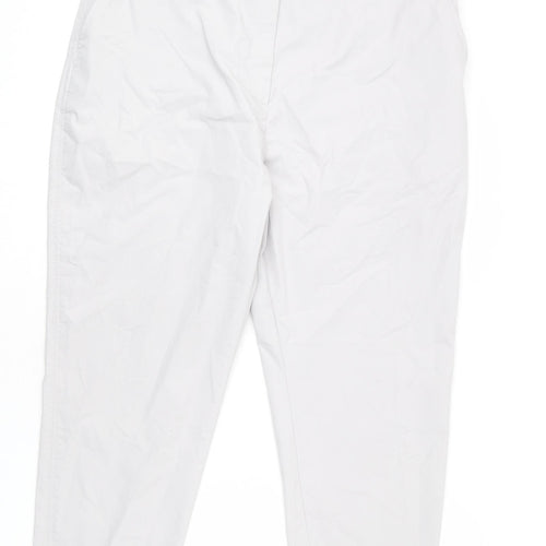 Marks and Spencer Womens Green Cotton Chino Trousers Size 20 L25 in Regular Zip - Short Length