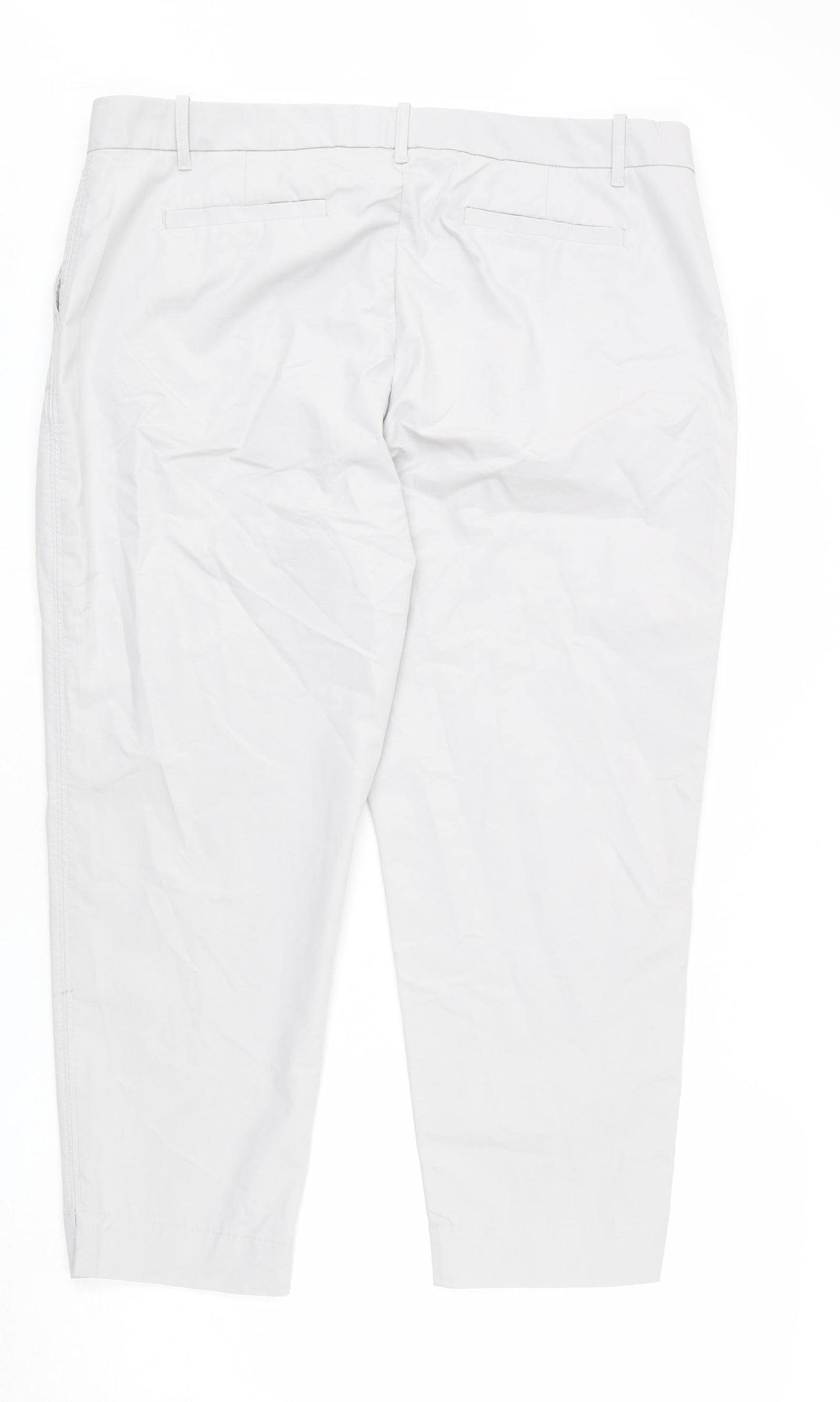 Marks and Spencer Womens Green Cotton Chino Trousers Size 20 L25 in Regular Zip - Short Length